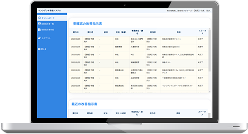 社内インシデント管理システム画面イメージ